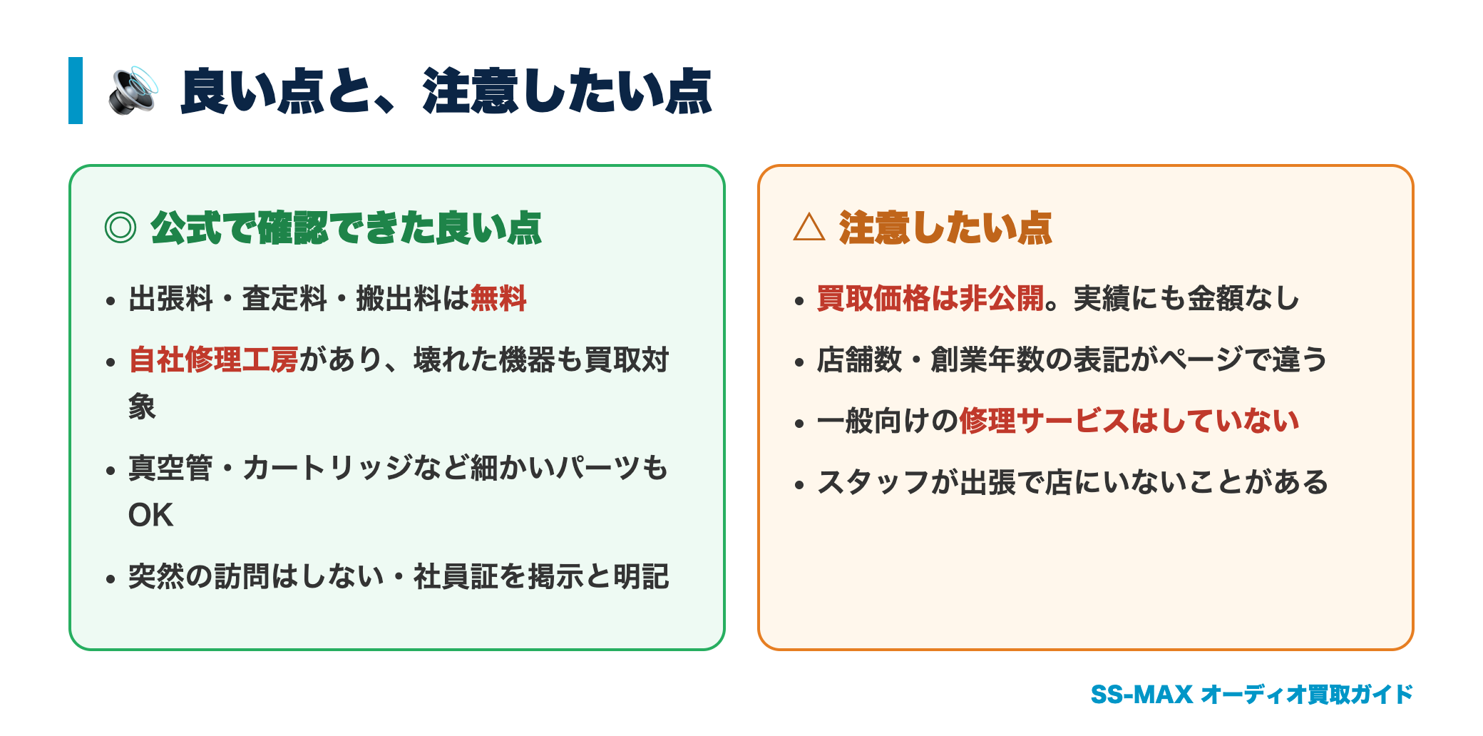オーディオサウンドの良い点と注意したい点